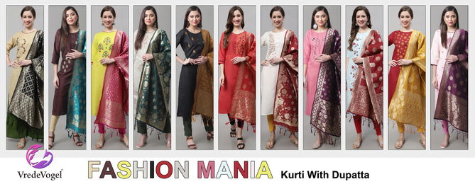 Vredevogel Fashion Mania Wholesale Cotton Kurtis With Dupatta